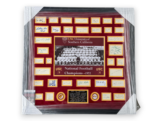John Mckay Pete Adams Lynn Swann Signed Autographed Cuts 1972 Trojans Framed BAS