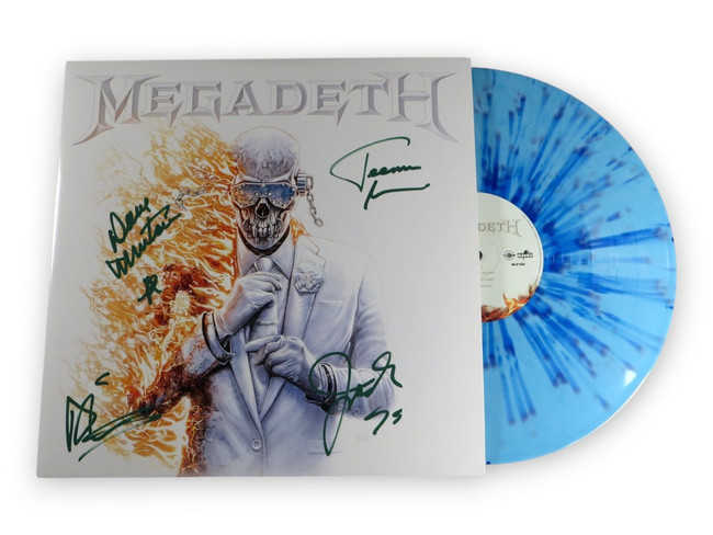 Megadeth Band Signed Autographed Record Album Cover Mustaine +3 Emerald /699 JSA
