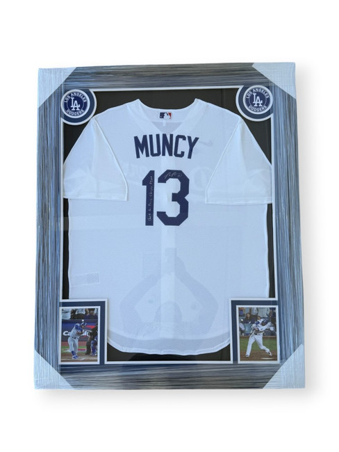 Max Muncy Autographed Jersey "Back 2 Back Champs 24,25" Dodgers Framaed JSA