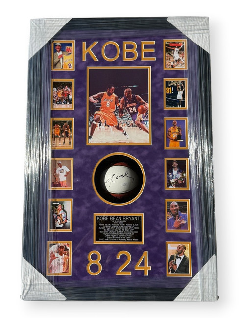 Kobe Bryant Signed Autographed Mini Basketball Lakers Custom Framed JSA YY91883