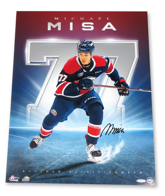 Michael Misa Signed Autographed 16X20 Photo "Rising Star" Sharks Saginaw UDA