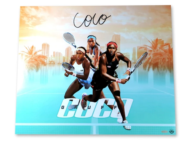 Coco Gauff Signed Autographed 20X24 Photo "Game, Set, Match" UDA BAM169130