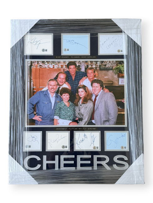 Cheers Signed Cast Cuts Kelsey Grammer Woody Harrelson Ted Danson +4 Framed BAS