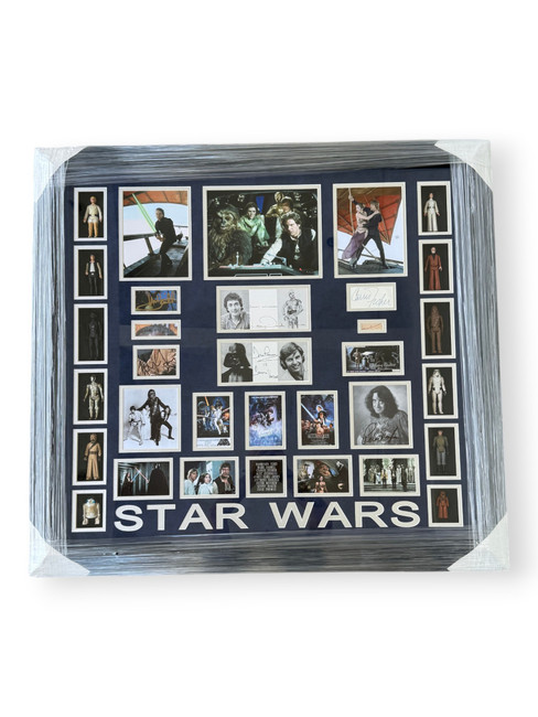 Star Wars Signed Cast Cuts Harrison Ford Mark Hamill Carrie Fisher +6 Framed JSA