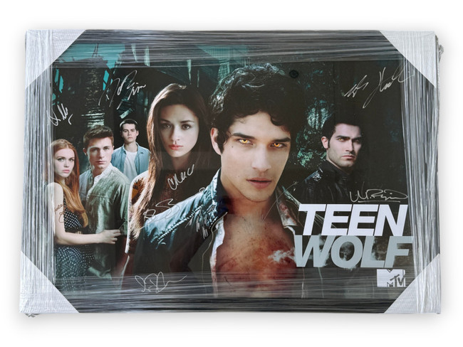 Teen Wolf Signed Cast Poster Tyler Posey Dylan O'Brien Haley Webb +3 Framed BAS