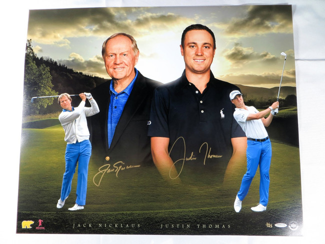 Jack Nicklaus Justin Thomas Signed Autographed 16X20 Photo Mentorship 3/25 UDA