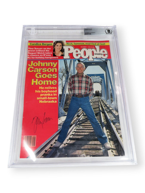 Johnny Carson Signed Autographed Magazine Cover The Tonight Show BAS Slabbed 485