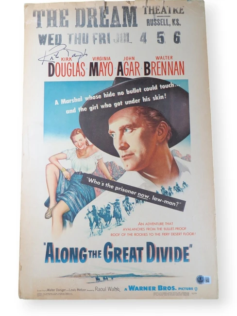 Kirk Douglas Signed Autographed 14X22 Poster Along the Great Divide BAS BU81853