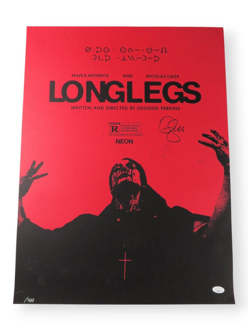 Osgood Perkins Signed Autographed 18X24 Poster Longlegs Director JSA COA