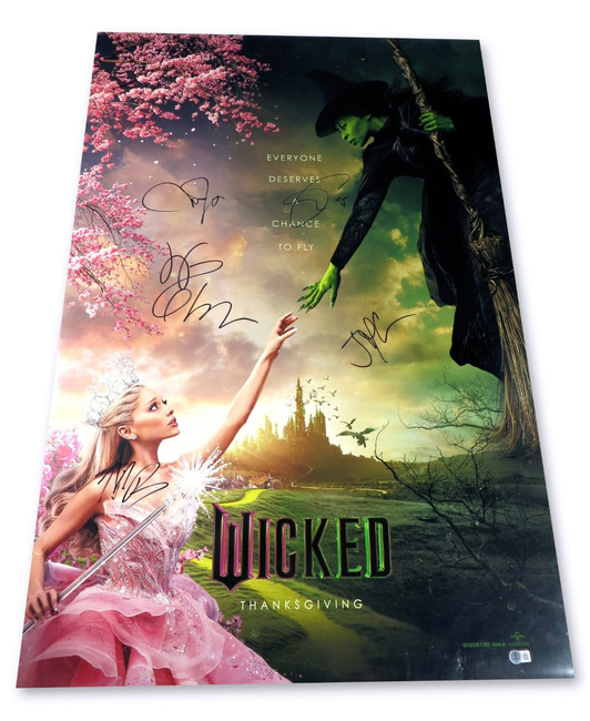 Wicked Multi Signed Autographed 27X40 Poster Erivo Goldblum +3 BAS AE63943