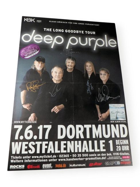 Deep Purple Band Signed Autographed 23X33 Poster 5 Signatures BAS AE63944