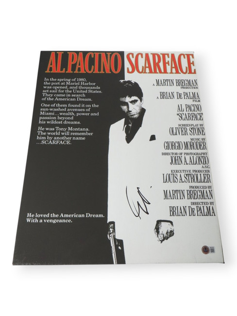 Al Pacino Signed Autographed 16X20 Canvas Photo Scarface Poster BAS BW76762