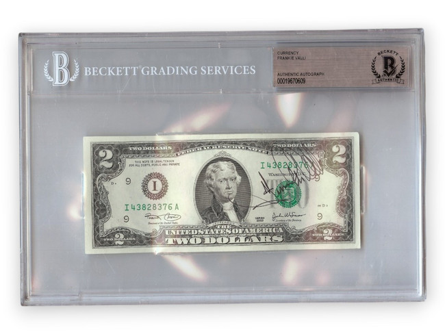 Frankie Valli Signed Autographed $2 Bill The Four Seasons Encased BAS 0609