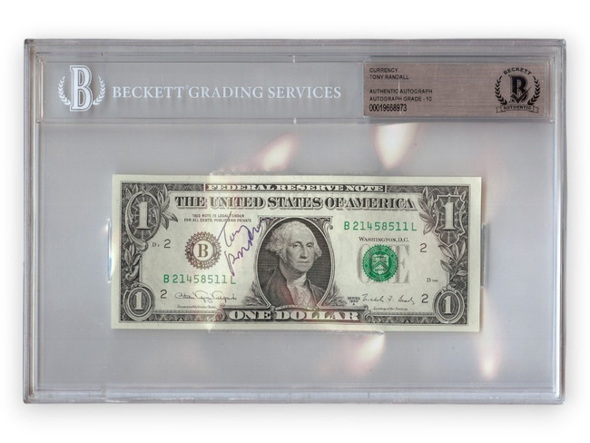 Tony Randall Signed Autographed $1 Bill The Odd Couple 10 Auto Grade BAS 973