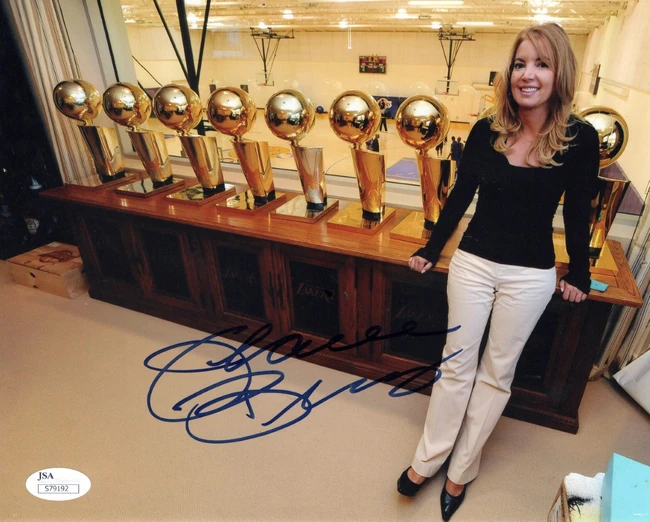Jeanie Buss Signed Autograph 8X10 Photo Lakers Championship Trophies JSA S79192