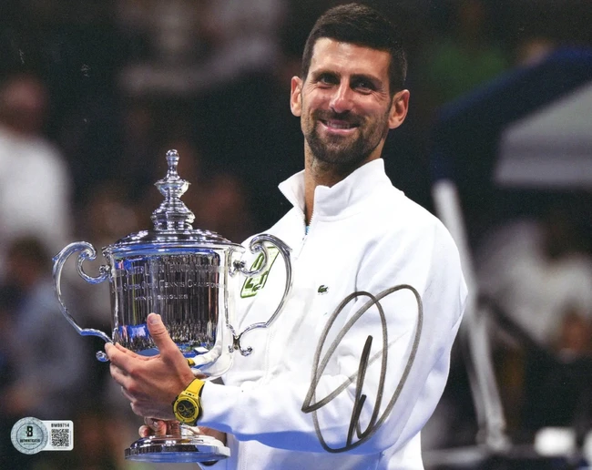 Novak Djokovic Signed Autographed 8X10 Photo US Open Trophy Winner BAS BW89714