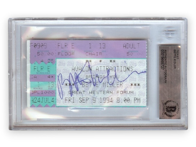 Bette Midler Signed Autographed Ticket Stub 1994 Great Western Forum BAS 8727