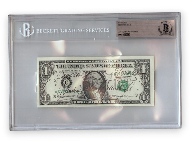 Felix Trinidad Signed Autographed $1 Bill Boxing Legend Encased BAS 385