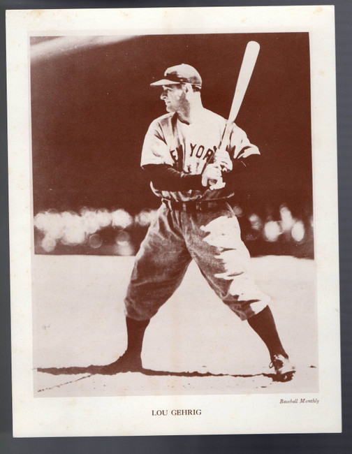 Lou Gehrig Unsigned 8.5X11 Photo 1962 M118 Baseball Monthly New York Yankees