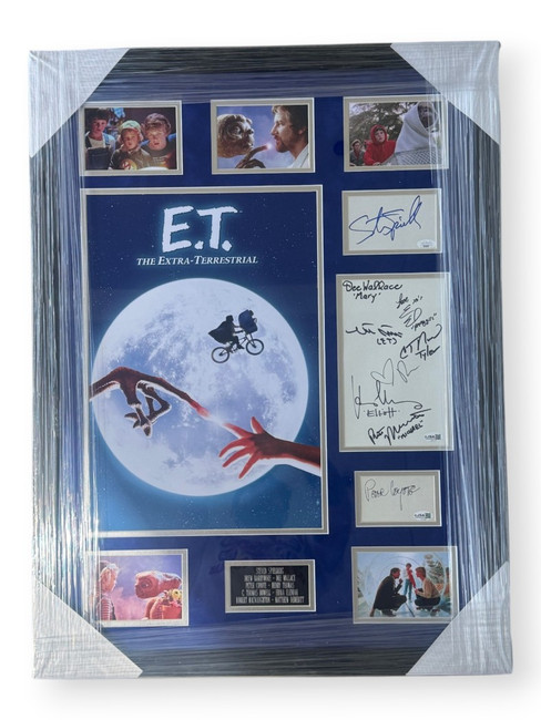 E.T. Signed Autographed Cuts Drew Barrymore Steven Spielberg +7 Framed JSA