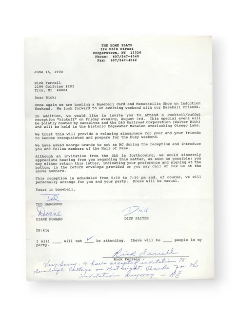 Rick Ferrell Signed Autographed Contract Red Sox Senators JSA CB19756