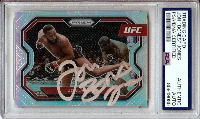 Jon "Bones" Jones 2021 Panini Prizm Hand Signed Autograph PSA Slabbed #101 9085