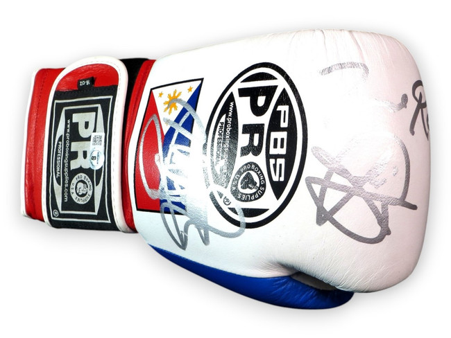 Manny Pacquiao Freddie Roach Buboy Fernandez Signed Autograph Boxing Glove  BAS