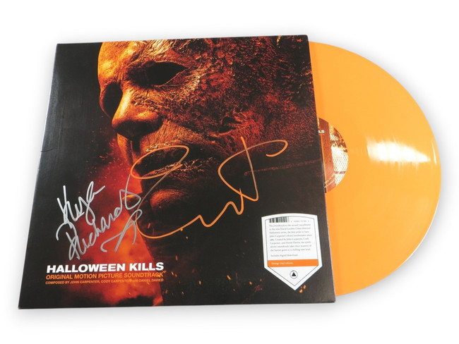 Jamie Lee Curtis Kyle Richards Dual Autographed Album Cover Halloween Kills BAS