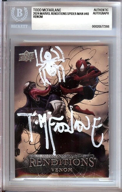 Todd McFarlane Signed Autograph Trading Card Spider-Man Venom w/Sketch BAS 7266