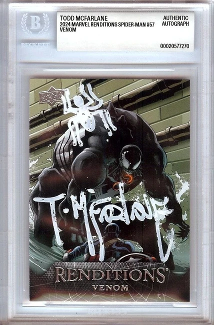 Todd McFarlane Signed Autograph Trading Card Spider-Man Venom w/Sketch BAS 7270