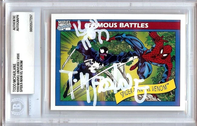 Todd McFarlane Autographed Trading Card 1990 Marvel Spider-Man #106 BAS 7297