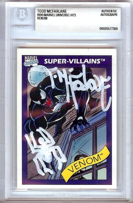 Todd McFarlane Signed Autographed Trading Card 1990 Marvel Venom #73 BAS 7300