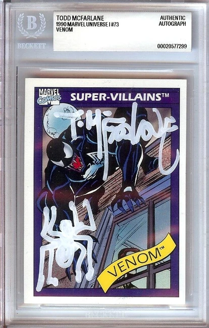 Todd McFarlane Signed Autographed Trading Card 1990 Marvel Venom #73 BAS 7299