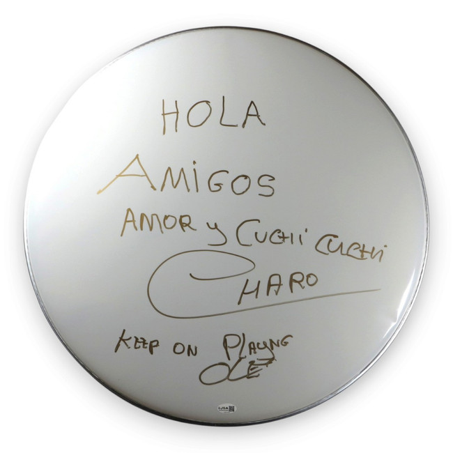 Charo Signed Autographed 22" Giant Drumhead Inscribed "Cuchi Cuchi" JSA CR33376