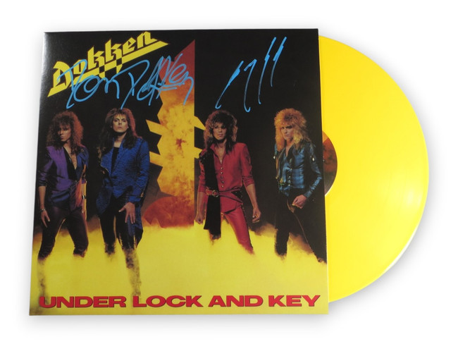 Don Dokken George Lynch Autographed Album Cover Under Lock and Key 65/199 JSA