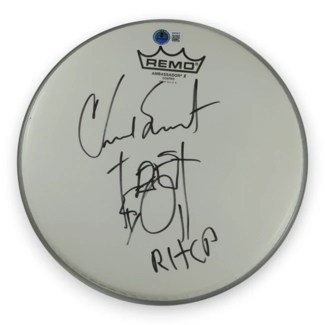Chad Smith Signed Autographed 10" Drumhead "RHCP" Inscribed w/Sketch BAS BW89610