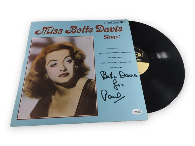 Bette Davis Signed Autographed Record Album Cover Miss Davis Sings! JSA CN31514