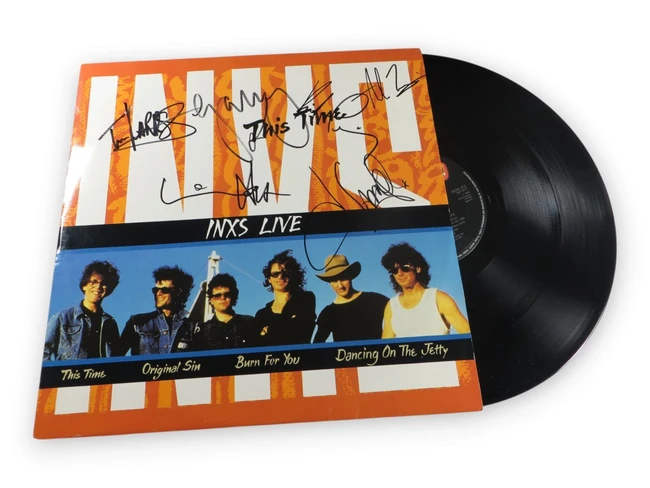 INXS Bad Signed Autographed Record Album Cover Michael Hutchence +5 BAS AG002132