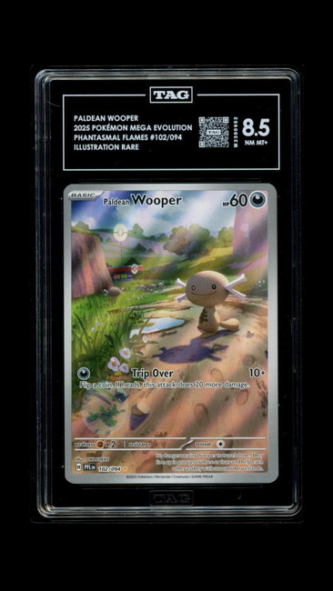 Paldean Wooper 102/094 Pokemon 2025 Phantasmal Flames Graded TAG 8.5 M2380952