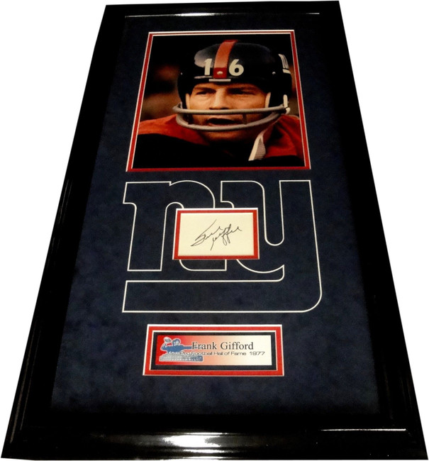 Frank Gifford Hand Signed Autographed Cut Custom Framed With Photo & Plate