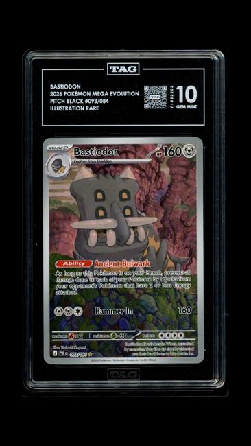 Bastiodon 093/084 Pokemon 2026 Pitch Black Graded TAG 10 Gem Mint Y1852203