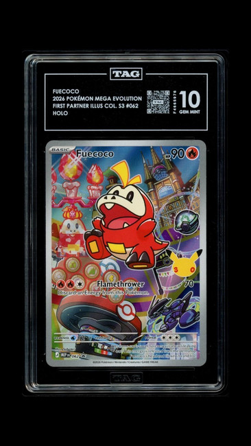 Fuecoco 062 Pokemon 2026 First Partner Illus S3 Graded TAG 10 Gem Mint F4665976