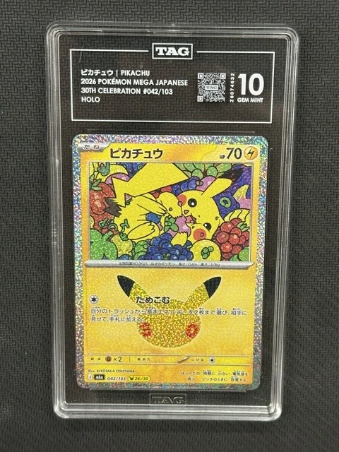 Pikachu  Pokemon 30th Celebration Holo JPN TAG 10 Z6074632 PSA #042/103