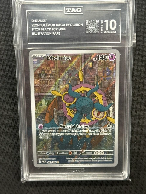 Dhelmise  Pokemon Pitch Black Illustration Rare TAG 10 PSA #091/084