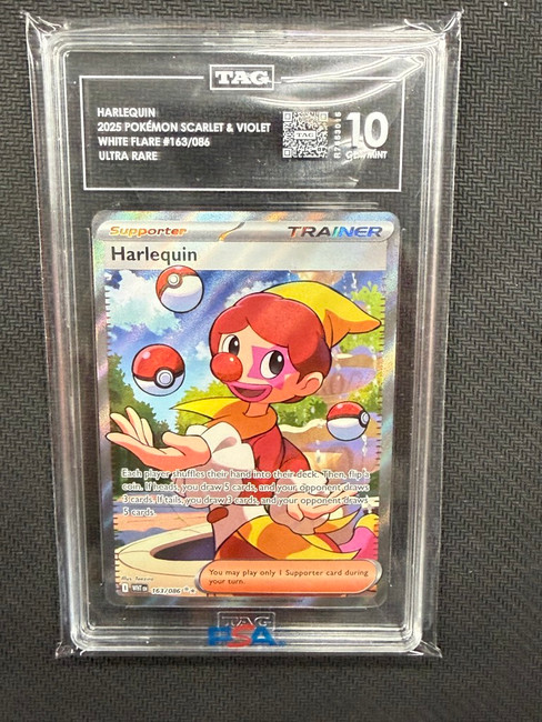 Harlequin  Pokemon White Flare Ultra Rare TAG 10 PSA #163/086