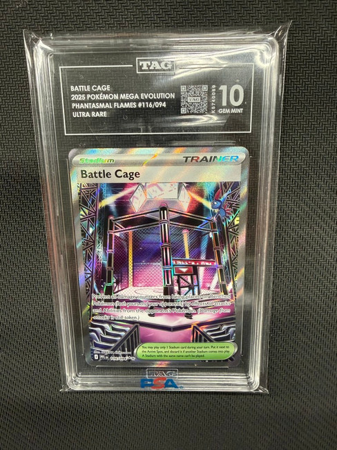 Battle Cage  Pokemon Phantasmal Flames Ultra Rare TAG 10 PSA #116/094