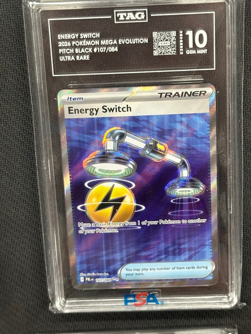 Energy Switch  Pokemon Pitch Black Ultra Rare TAG 10 PSA #107/084