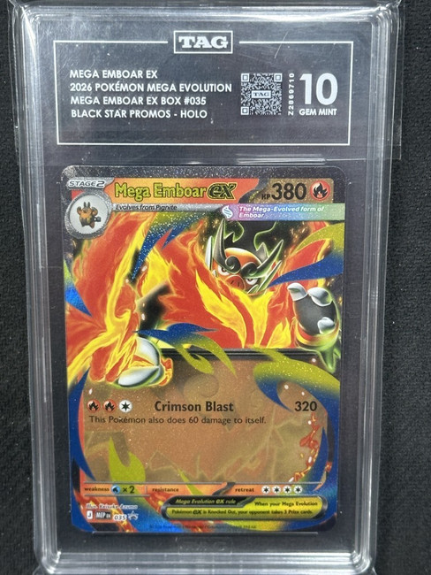 Mega Emboar Ex  Pokemon Mega Evolution Black Star Promo TAG 10 Z2869710 PSA #35