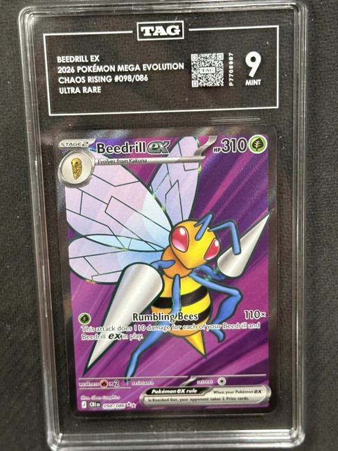 Beedrill  Pokemon Chaos Rising Ultra Rare TAG 9 P7708987 PSA #098/086