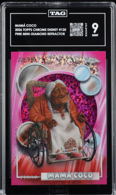 Mama Coco 2026 Topps Chrome Disney Pink TAG 9 E6245727 PSA #125 206/250